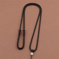 黑色/翡翠顶珠/左右调节款 手工编织吊坠挂绳玉佩金翡翠玉坠项链红绳平安扣男女黑挂件绳子