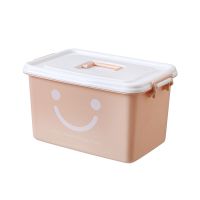 加厚雅粉色笑脸 套装:170L+170L(两个装) 特大号塑料收纳箱衣服被子整理箱加厚车载收纳盒有盖衣物储物箱子