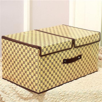 咖啡文字 大号双盖(两个装) 双盖双格衣服化妆品收纳箱可折叠桌面杂物储物箱内衣内裤袜收纳盒