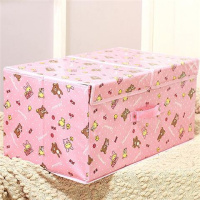 粉色 大号双盖50*30*25cm 双盖双格衣服化妆品收纳箱可折叠桌面杂物储物箱内衣内裤袜收纳盒