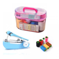 针线盒46件+缝纫机+7卷线 [配件可选]大号针线盒套装便携针线包家用小型迷你手动缝纫机