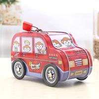 吉普车红色 创意儿童礼品铁皮带锁存钱罐学生储蓄罐生日卡通防摔储钱罐