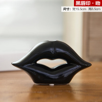 黑吻 创意摆件家居饰品酒柜装饰品客厅卧室陶瓷工艺品结婚天鹅摆设