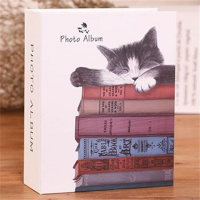 米白色大6寸浮世猫 一本 简易影集5寸6寸7寸竖放生活家庭相册相簿本100张 收纳册