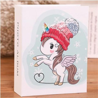 白色大6寸独角兽 一本 简易影集5寸6寸7寸竖放生活家庭相册相簿本100张 收纳册