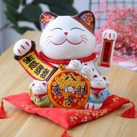 35厘米高生意兴隆八方来财-61 猫摆件电动摇手家用店铺收银台开业礼品大小号白色陶瓷财猫