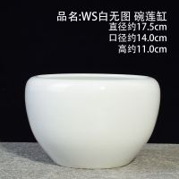 WS白无图碗莲缸 无孔 荷花缸碗莲盆水仙无孔养鱼盆水培容器睡莲铜钱绿萝陶瓷多肉花盆
