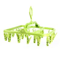 绿色 加厚版26夹 折叠晒衣架裤架防风晾衣架内衣袜子架婴儿衣架儿童袜子架收纳神器