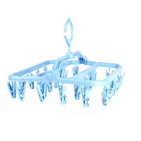 蓝色 加厚版26夹 折叠晒衣架裤架防风晾衣架内衣袜子架婴儿衣架儿童袜子架收纳神器