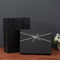 黑色盒子+黑手提袋 小号:长27宽20高5厘米 520长方形生日包装盒连衣裙T恤盒礼品盒精美礼品包装盒