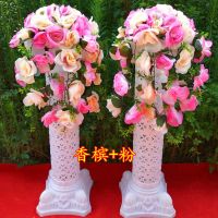 香槟+粉 两束花效果图 婚庆罗马柱路引花拱路引42头路引花柱开业店庆活动布景装饰道具