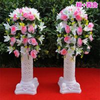 粉+百合 一束花效果图 婚庆罗马柱路引花拱路引42头路引花柱开业店庆活动布景装饰道具