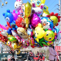 卡通30个+杆子+气筒 地摊飘空气球小猪佩琪宝喜洋洋灰太狼抖音光头强熊大熊二升空气球