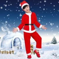 男款 90 金丝绒面料]万圣节圣诞节服装圣诞服装儿童圣诞衣服圣诞老人套装