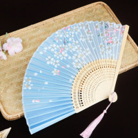 风花雪月 无扇套 古风丝布女折叠扇子中国古典日式古风舞蹈演出女式流苏随身折叠小