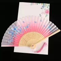 粉面蓝蝶 礼盒装 扇子折扇中国风舞蹈扇女夏季折叠扇古装日式小复古布古典古风折扇