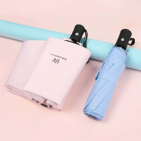 韩版小清新纯色雨伞男女学生日系晴雨两用防晒黑胶伞加固UV自动伞