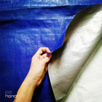 [110克加厚款]蓝银纯色彩条布 10米宽*15米长 塑料加厚防水防雨布三色彩条布防晒防尘遮阳油布装修户外遮盖篷布