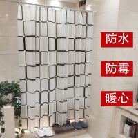 浴帘隔断帘浴帘布浴帘杆套装洗澡帘卫生间防水加厚免打孔