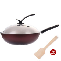 32CM带不锈钢盖[送木铲] [钻石不粘锅]炒锅无油烟不粘锅 电磁炉煤气灶 通用