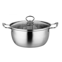 20cm钢耳双柄加厚单底 升级版特厚汤蒸锅不锈钢单层二层蒸锅汤锅奶锅煮粥锅火锅