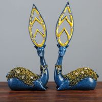 情侣鹿一对.蓝色 欧式家居饰品鹿摆件客厅办公室书房工艺品酒柜电视装饰品摆设