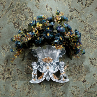 浅银色+花 壁挂花盆装饰品壁饰客厅卧室墙壁装饰挂件壁挂花瓶墙饰墙面挂饰