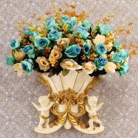 米黄色配花 壁挂花盆装饰品壁饰客厅卧室墙壁装饰挂件壁挂花瓶墙饰墙面挂饰