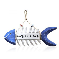 欢迎鱼骨27.5*10cm 方向盘船舵手渔装饰品儿童卧室地中海风格复古墙面挂饰壁饰挂件
