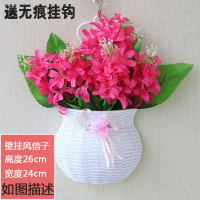 加密壁挂+风信子玫红+送挂钩 挂壁饰挂墙挂篮假花室内吊篮墙面装饰花艺挂件挂墙花篮仿真花套装