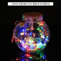 大号可装999颗LED四彩灯 LED灯许愿瓶夜光幸运星玻璃木塞瓶创意瓶摆件瓶花鼓星星瓶