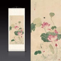 I款 60*130 荷花蜻蜓丝绸国画家居装饰古色古香送礼送老外客户礼品画水墨画