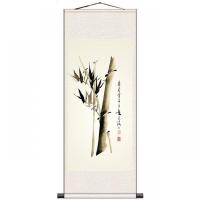 A款 120*40宣纸喷绘 板桥竹子国画名家字画风水玄关装饰画丝绸卷轴画客厅装饰画办公室