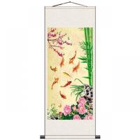 B款 150*55宣纸喷绘 板桥竹子国画名家字画风水玄关装饰画丝绸卷轴画客厅装饰画办公室