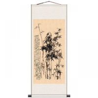I款 140*45宣纸喷绘 板桥竹子国画名家字画风水玄关装饰画丝绸卷轴画客厅装饰画办公室