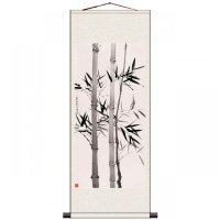 J款 100*30宣纸喷绘 板桥竹子国画名家字画风水玄关装饰画丝绸卷轴画客厅装饰画办公室