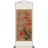 K款 150*55宣纸喷绘 板桥竹子国画名家字画风水玄关装饰画丝绸卷轴画客厅装饰画办公室