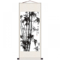 M款 120*40宣纸喷绘 板桥竹子国画名家字画风水玄关装饰画丝绸卷轴画客厅装饰画办公室