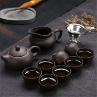 12件套纯黑色茶壶套装 紫砂功夫茶具套装现代家用简约潮汕整套陶瓷茶盘茶壶茶杯泡茶套装