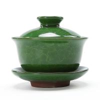 冰裂孔雀绿盖碗 澜扬盖碗茶杯子带盖陶瓷功夫茶具青花瓷玻璃泡茶壶茶器茶碗