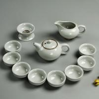 象牙白茶壶小套组12件套 特价!哥窑功夫茶具套装陶瓷家用茶杯整套泡茶器全国礼品茶具