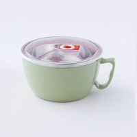 北欧绿1200ml单品 201不锈钢内胆易清洗泡面碗带盖大号学生便当盒方便面碗宿舍大碗