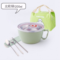 北欧绿1200ml配保温袋加餐具 201不锈钢内胆易清洗泡面碗带盖大号学生便当盒方便面碗宿舍大碗