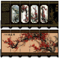 金报春图 姚红饰品中国风特色圣诞节漆器小屏风摆件仿古出国送老外纪念品