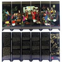 十二金钗 仿古漆器 小屏风装饰摆件中国风特色礼品送老外六扇熊猫