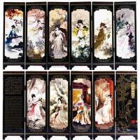 古代仕女图 仿古漆器 小屏风装饰摆件中国风特色礼品送老外六扇熊猫
