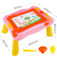 大号带4脚粉色[1笔+2印章 宝宝彩色磁性画板儿童大号画画板涂鸦板磁力写字板画板早教玩具