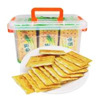 优迈嘉无蔗糖香葱苏打饼干1kg收纳盒装装咸味梳打饼干代餐饱腹零食整箱