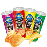 可比克薯片桶装大礼包膨化食品办公室零食休闲小吃薯片罐装105g*4罐 随机混合口味