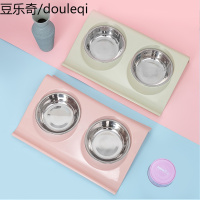 宠物保护颈椎不锈钢双碗猫碗猫食盆斜口防溅饮水碗饭盆小型犬用品